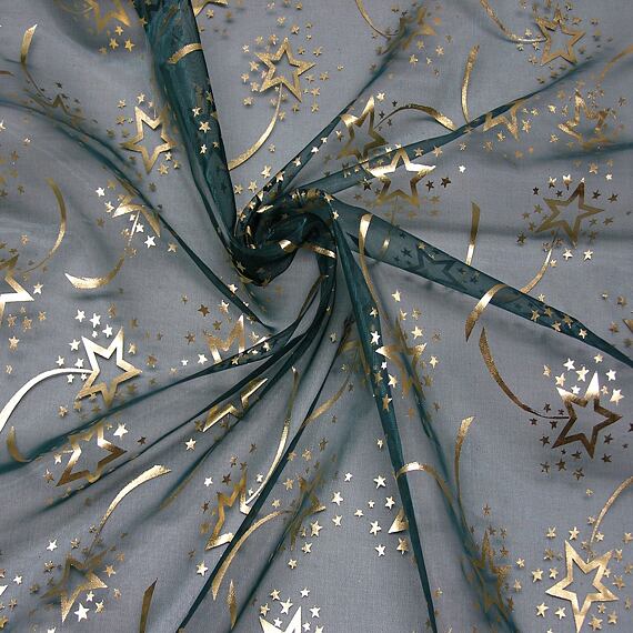 Vánoční organza - oboustranná - zelená