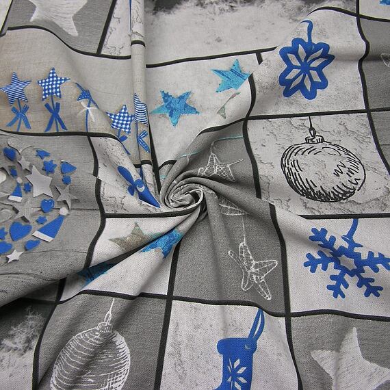 Vánoční vzor šedo-modrý