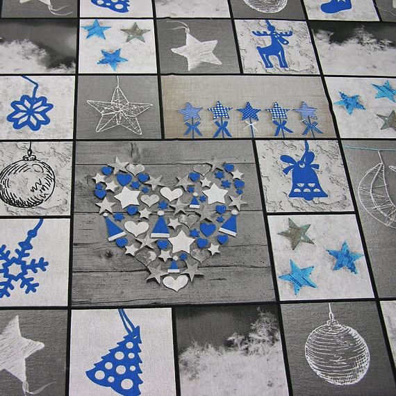 Vánoční vzor šedo-modrý