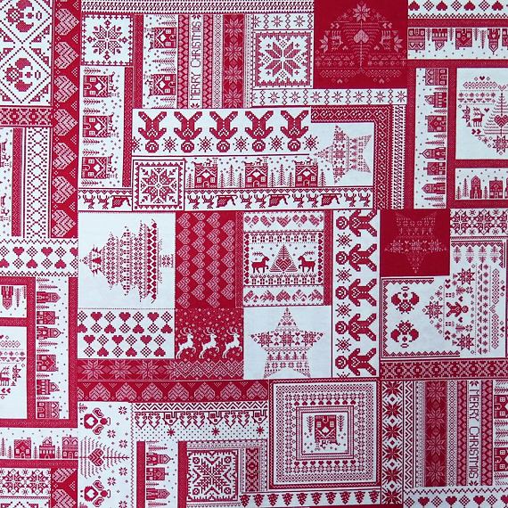 Červeno-bílý vánoční patchwork