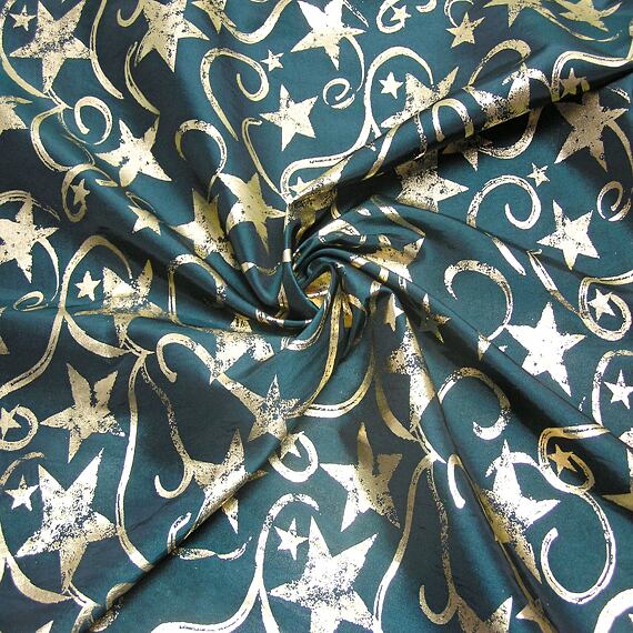 Zelený satén s hvězdami